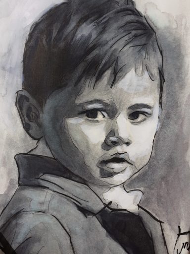 Child Sketch Portrait by Jim Kook