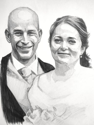 Wedding Sketch Portrait by Jim Kook