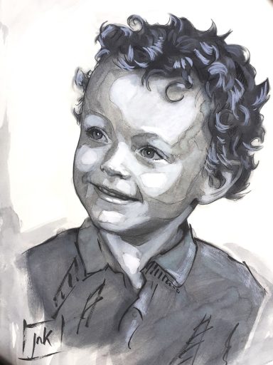 Child Sketch Portrait by Jim Kook