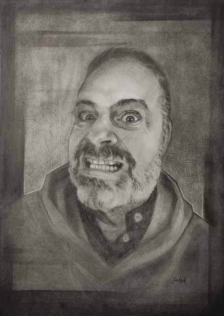 Self Portrait in Blue Hoodie by Jim Kook